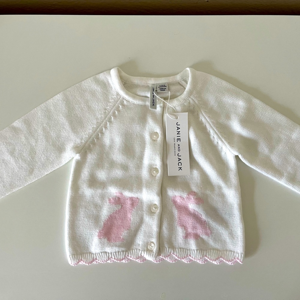 Janie and Jack bunny sweater. Brand new with tags, size 3-6 months.